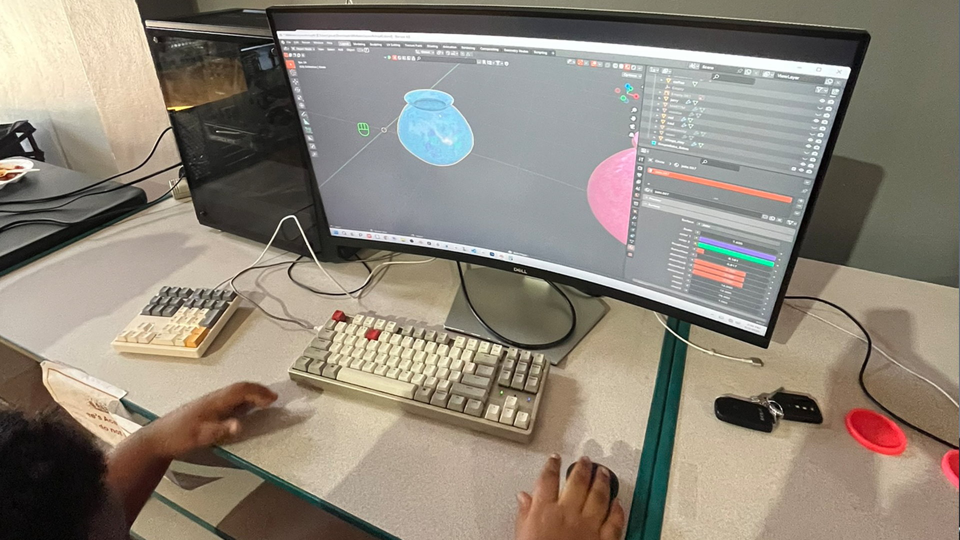 Student working on 3D modeling project